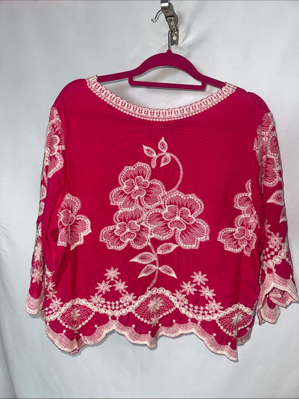 Solitaire Fuchsia Tunic with Cream Floral Embroidery - Picture 5 of 5